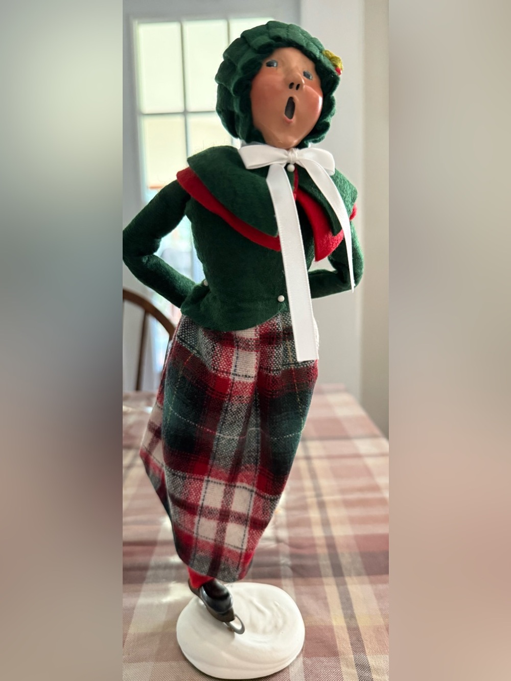 Byers’ Choice Caroler “The Skaters” 1991 -  Green & Red Plaid